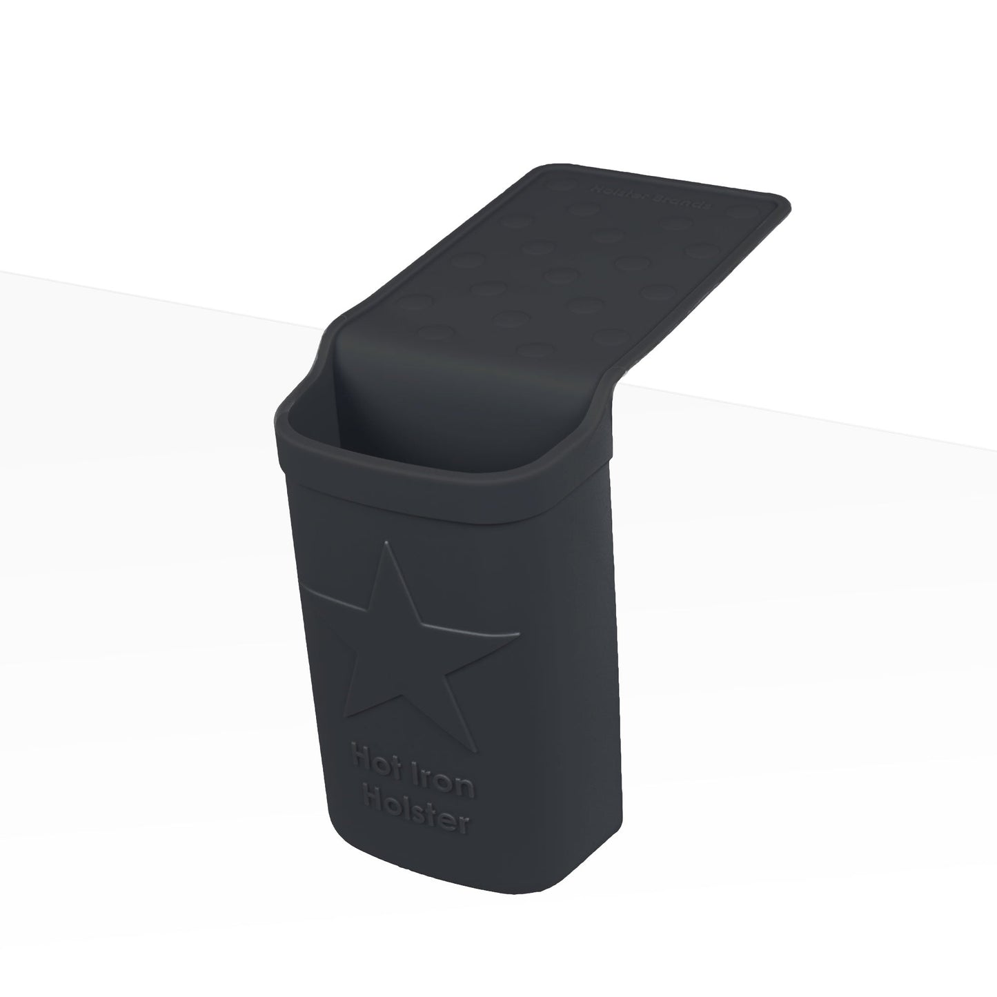 Hot Iron Holster | Black | Adhesive-Free Silicone Storage Pocket for Organization and Travel | Heat Resistant to 500°F | Ideal for Curling Irons, Hair Straighteners, and Other Hot Tools