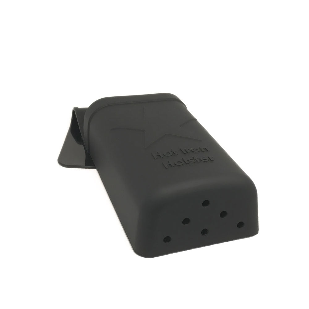 Hot Iron Holster | Black | Adhesive-Free Silicone Storage Pocket for Organization and Travel | Heat Resistant to 500°F | Ideal for Curling Irons, Hair Straighteners, and Other Hot Tools